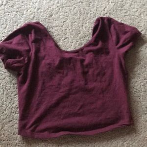 Brandy Melville maroon short sleeve crop top